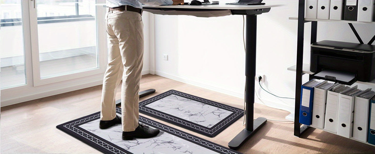 3pcs Kitchen Mat Set with Runner, Marble Kitchen Rugs And Mats Non Skid Washable, Kitchen Runner Mat Floor Mats, ASPMIZ