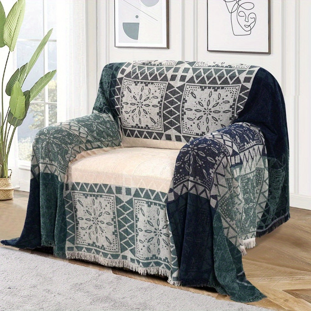 PrinceDeco Boho Couch Cover Bohemian Sofa Cover Sofa Throw Cover for Couches Sofa Slipcover Sectional Sofa Couch Covers Feature Hippie Chenille Jacquard Fabric