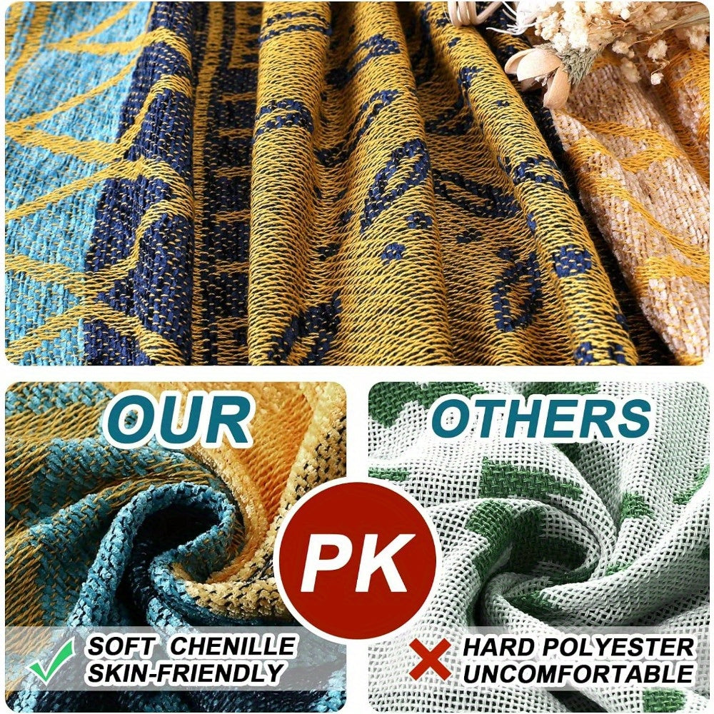 PrinceDeco Boho Couch Cover Bohemian Sofa Cover Sofa Throw Cover for Couches Sofa Slipcover Sectional Sofa Couch Covers Feature Hippie Chenille Jacquard Fabric
