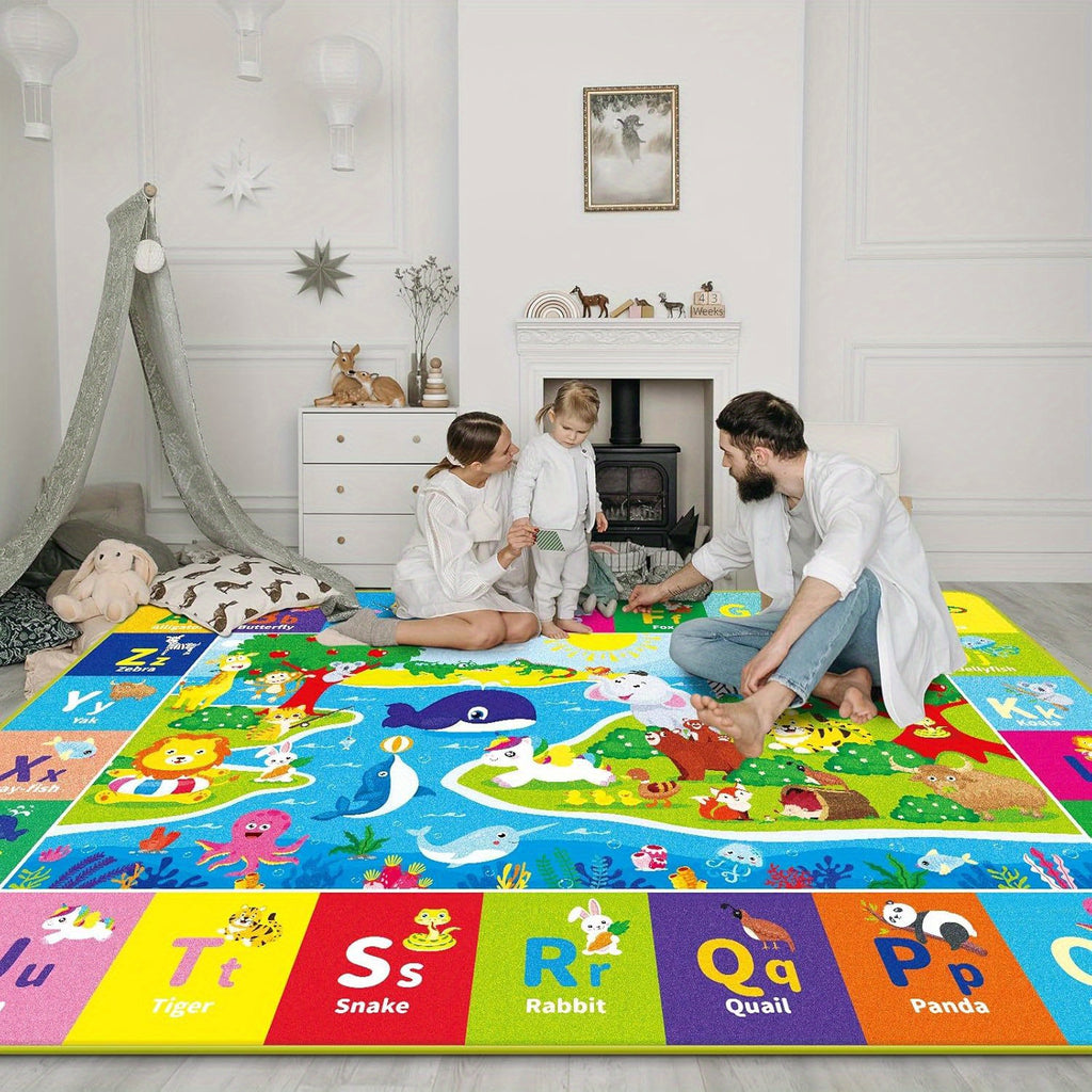 Baby Play Mat for Floor, ABC Kids Play Mat Super Soft Plush Surface Kids Rugs for Playroom, Foldable Kids Rug Mat for Baby Toddler Infants Crawling Playing, Halloween Christmas Gift