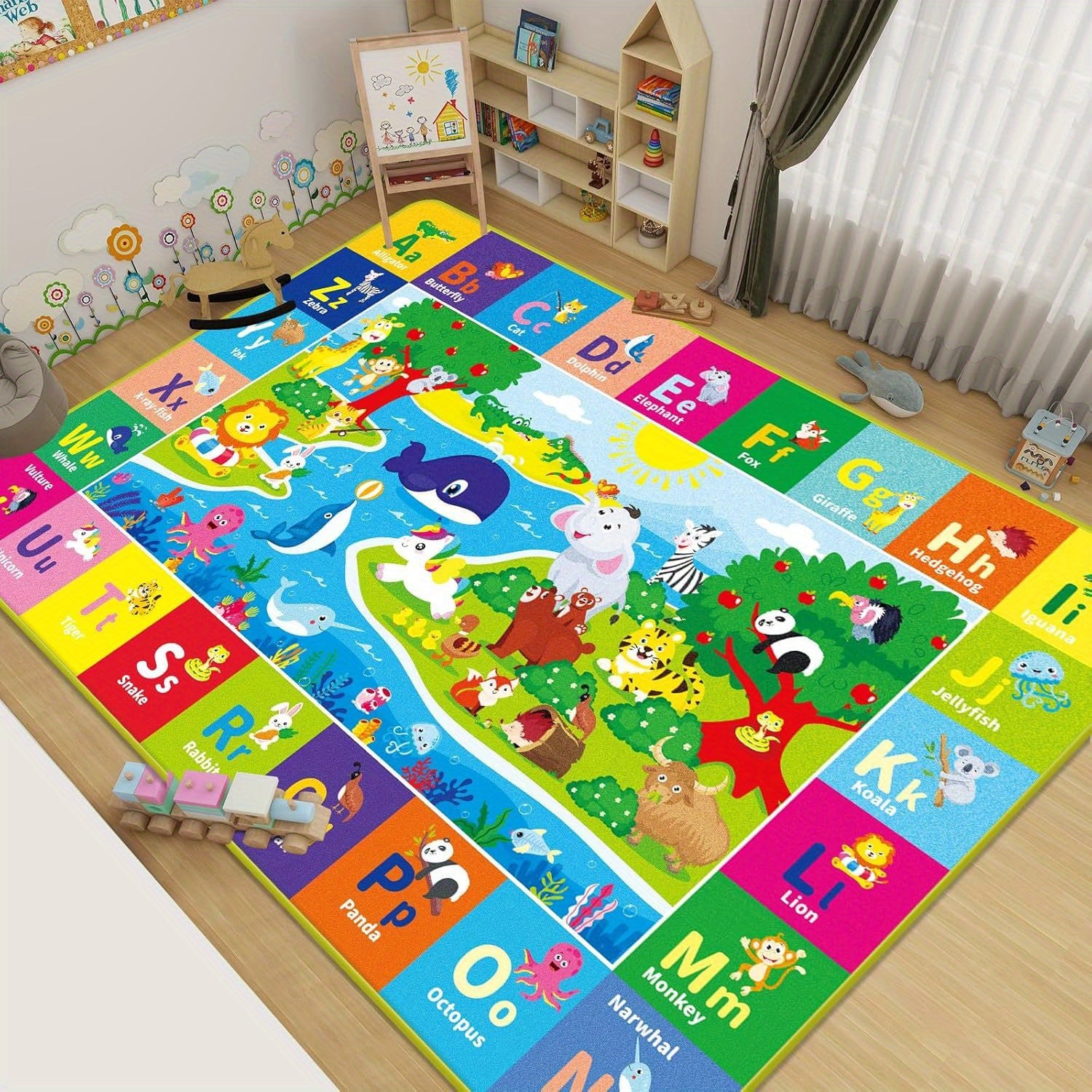 Baby Play Mat for Floor, ABC Kids Play Mat Super Soft Plush Surface Kids Rugs for Playroom, Foldable Kids Rug Mat for Baby Toddler Infants Crawling Playing, Halloween Christmas Gift