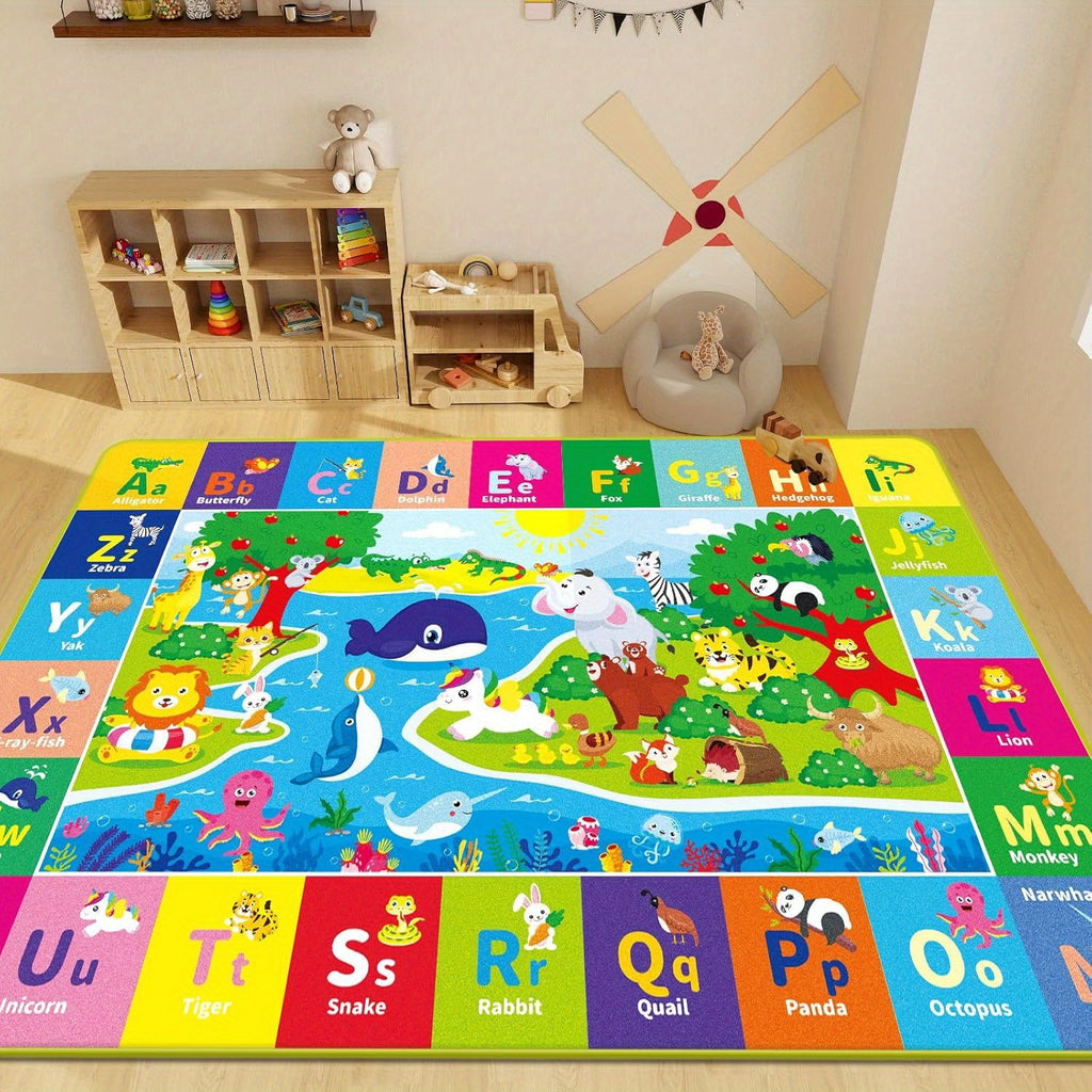 Baby Play Mat for Floor, ABC Kids Play Mat Super Soft Plush Surface Kids Rugs for Playroom, Foldable Kids Rug Mat for Baby Toddler Infants Crawling Playing, Halloween Christmas Gift