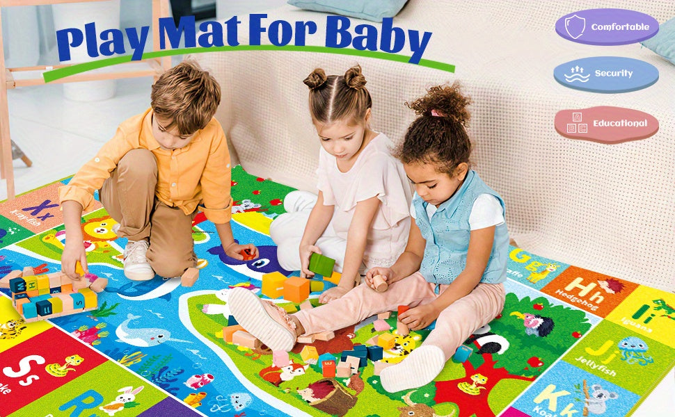 Baby Play Mat for Floor, ABC Kids Play Mat Super Soft Plush Surface Kids Rugs for Playroom, Foldable Kids Rug Mat for Baby Toddler Infants Crawling Playing, Halloween Christmas Gift