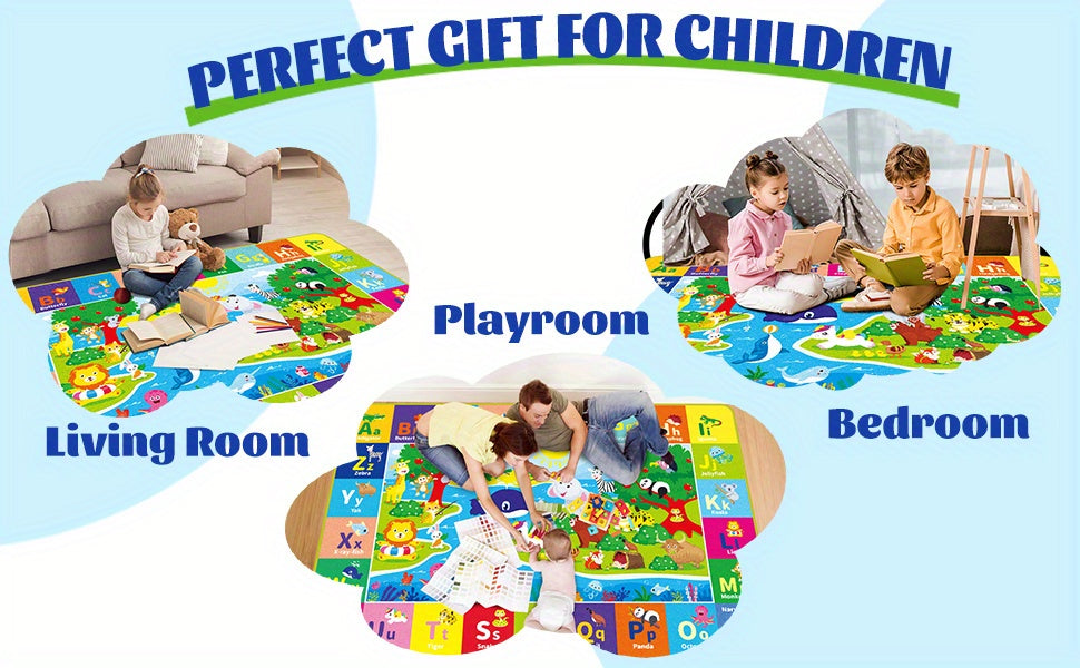 Baby Play Mat for Floor, ABC Kids Play Mat Super Soft Plush Surface Kids Rugs for Playroom, Foldable Kids Rug Mat for Baby Toddler Infants Crawling Playing, Halloween Christmas Gift