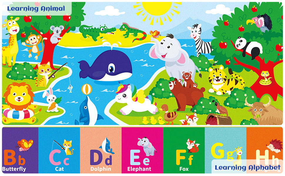 Baby Play Mat for Floor, ABC Kids Play Mat Super Soft Plush Surface Kids Rugs for Playroom, Foldable Kids Rug Mat for Baby Toddler Infants Crawling Playing, Halloween Christmas Gift