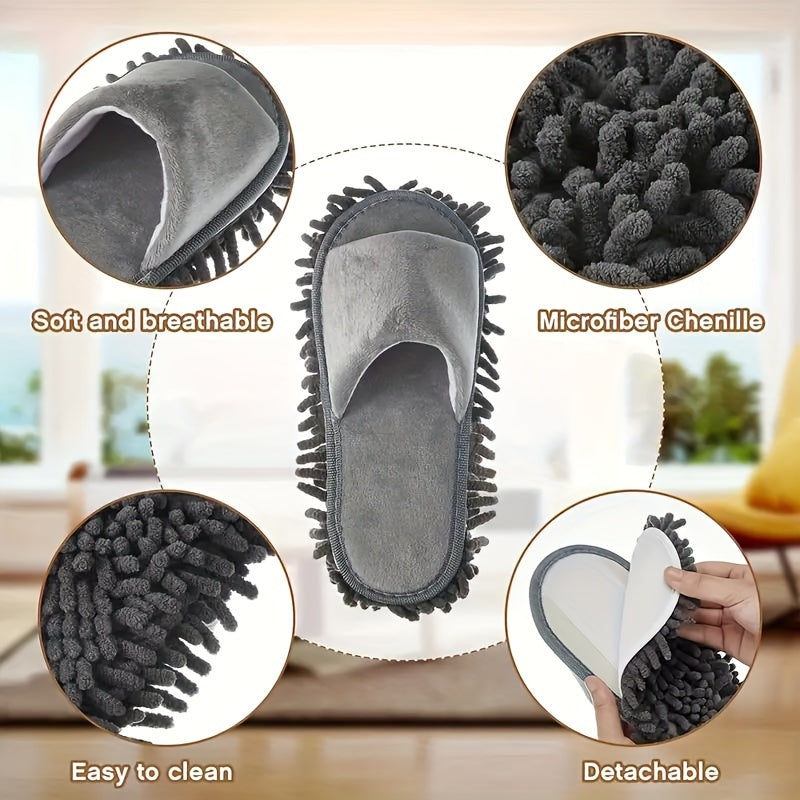1 Pair of Detachable Floor Cleaning Slippers, Ultra-Soft and Quiet Floor Cleaning Slippers, One Size Fits All, Cleaning Supplies, Cleaning Tools, Bathroom Supplies, Reusable Cleaning Cloth