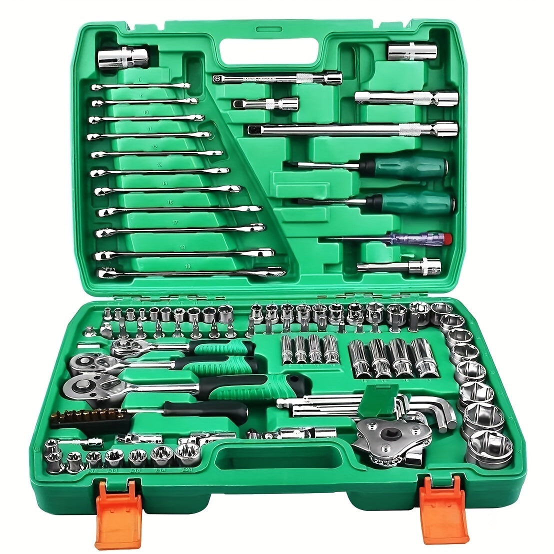 53/82/121/151PCS Heavy Duty socket Set, (5/16 Inches to 3/4 Inches) And Metric