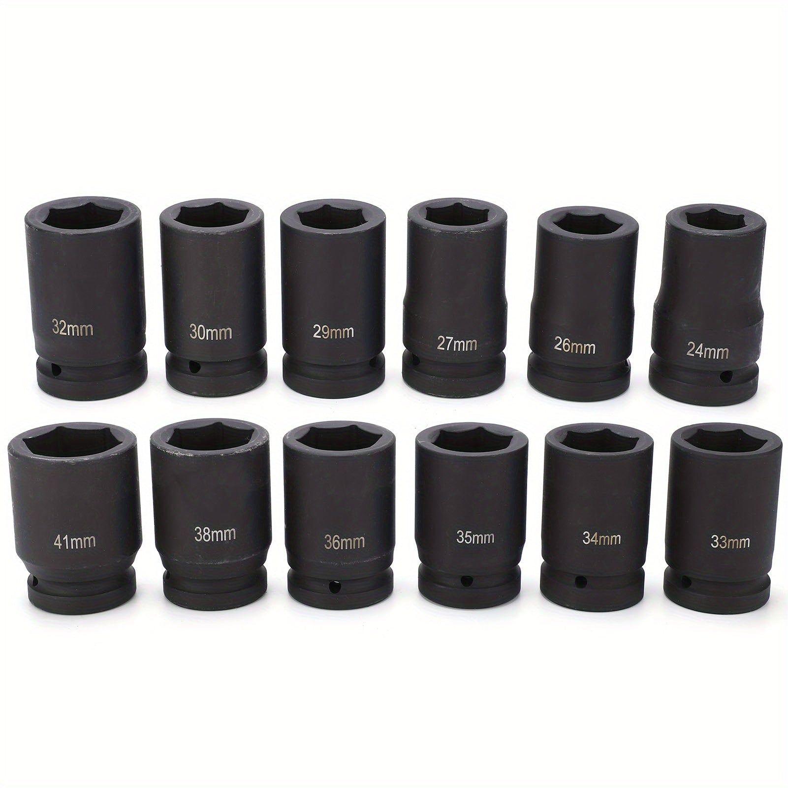 12pcs 1 Inch Drive Deep Impact Socket Set, 24-41mm, Durable Other Metal Construction, Professional Quality Hand Tools for Automotive and Home Maintenance