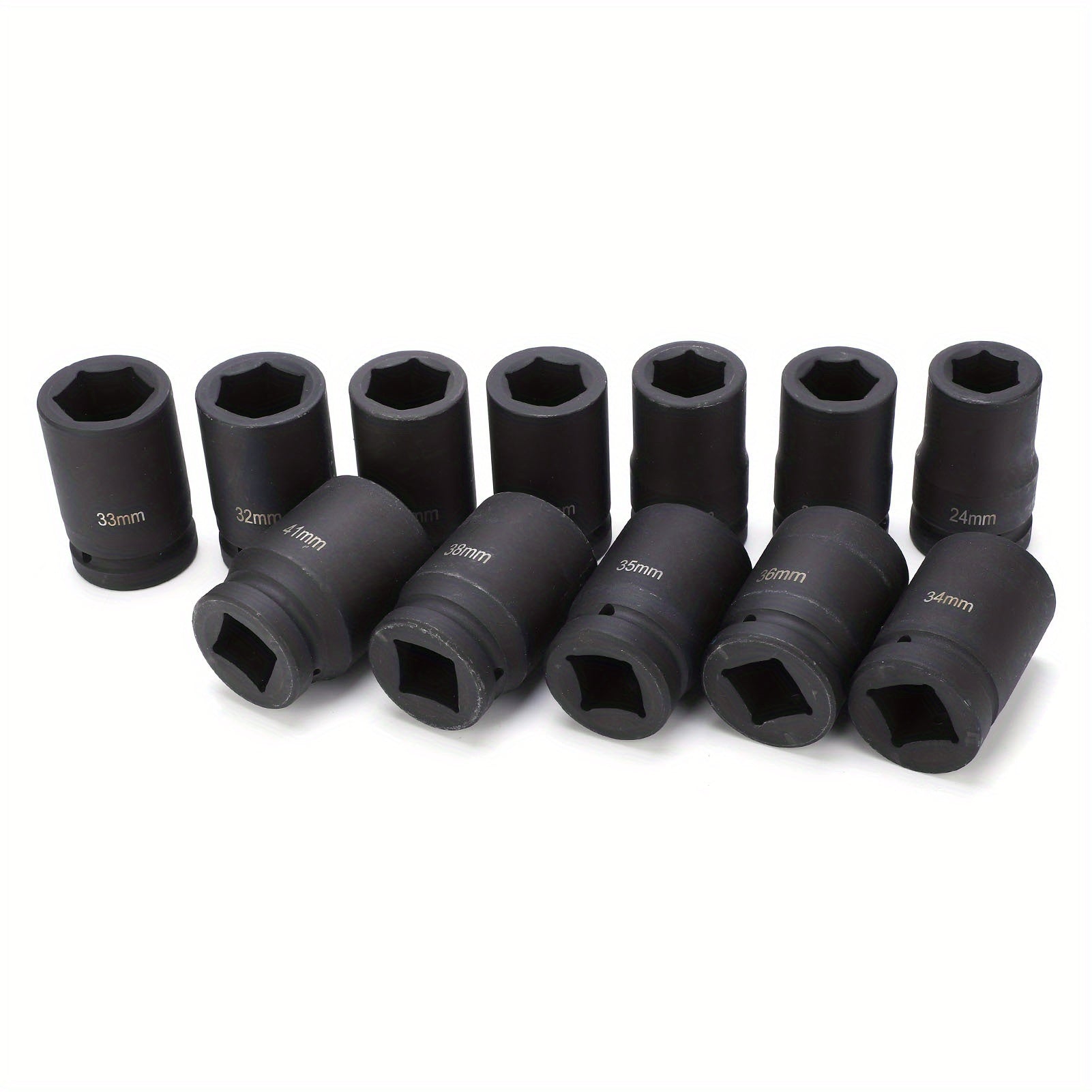 12pcs 1 Inch Drive Deep Impact Socket Set, 24-41mm, Durable Other Metal Construction, Professional Quality Hand Tools for Automotive and Home Maintenance