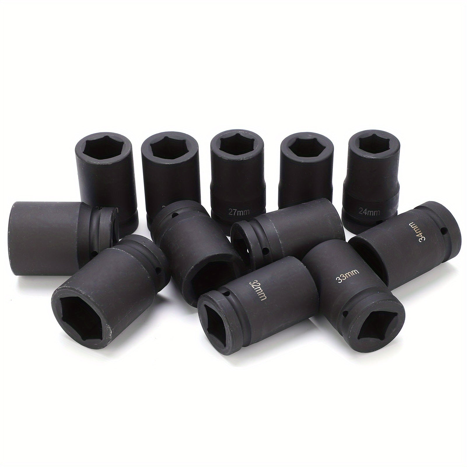 12pcs 1 Inch Drive Deep Impact Socket Set, 24-41mm, Durable Other Metal Construction, Professional Quality Hand Tools for Automotive and Home Maintenance