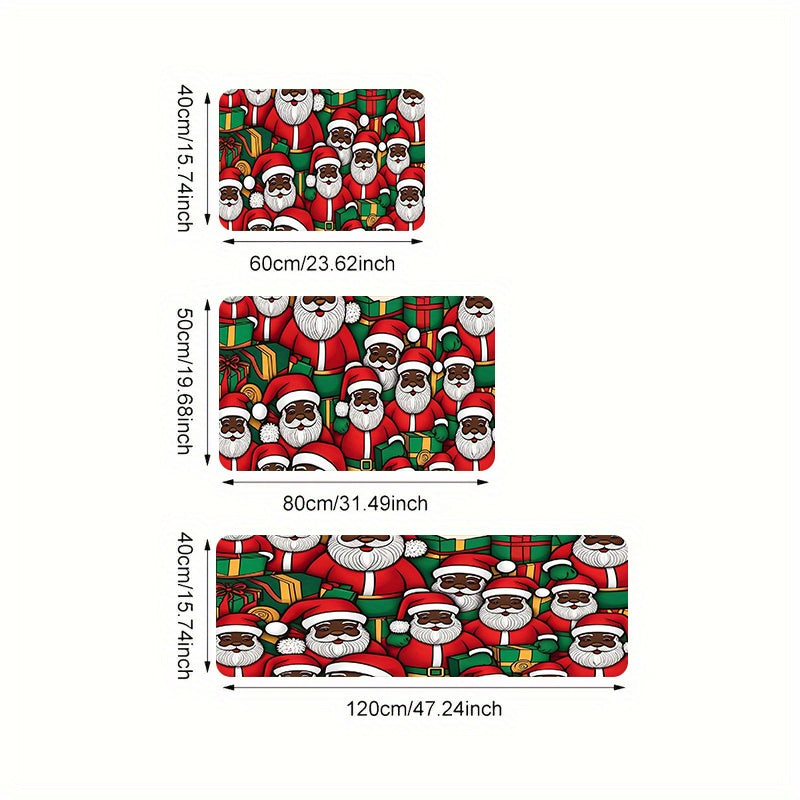 African American Christmas Carpet Set 2/3pcs - Farmhouse Style, Thick Anti-Fatigue & Slip Flannel Mats for Kitchen, Bedroom, Living Room, Dining Area - Easy Clean, Stain & Water Resistant Runner Rugs, Christmas Decor