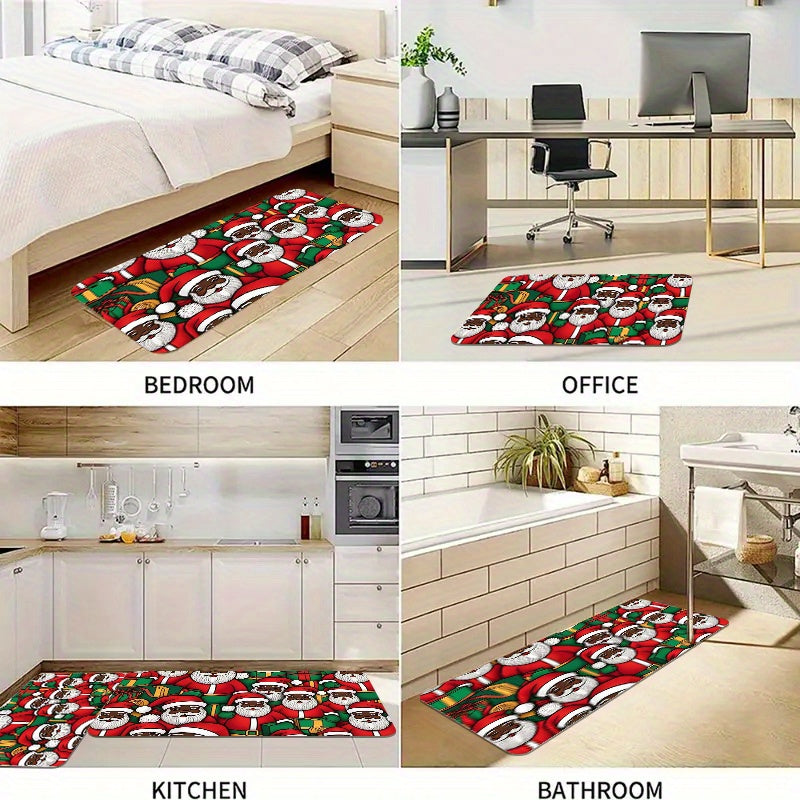 African American Christmas Carpet Set 2/3pcs - Farmhouse Style, Thick Anti-Fatigue & Slip Flannel Mats for Kitchen, Bedroom, Living Room, Dining Area - Easy Clean, Stain & Water Resistant Runner Rugs, Christmas Decor