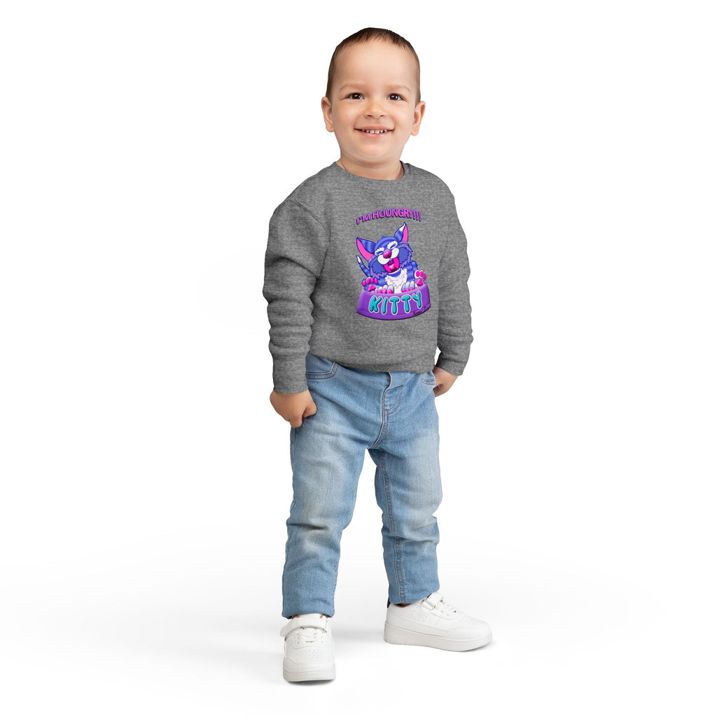 Toddler Sweatshirt — Cute 'I'M HUUUNGRY!!' Kitty Graphic Pullover