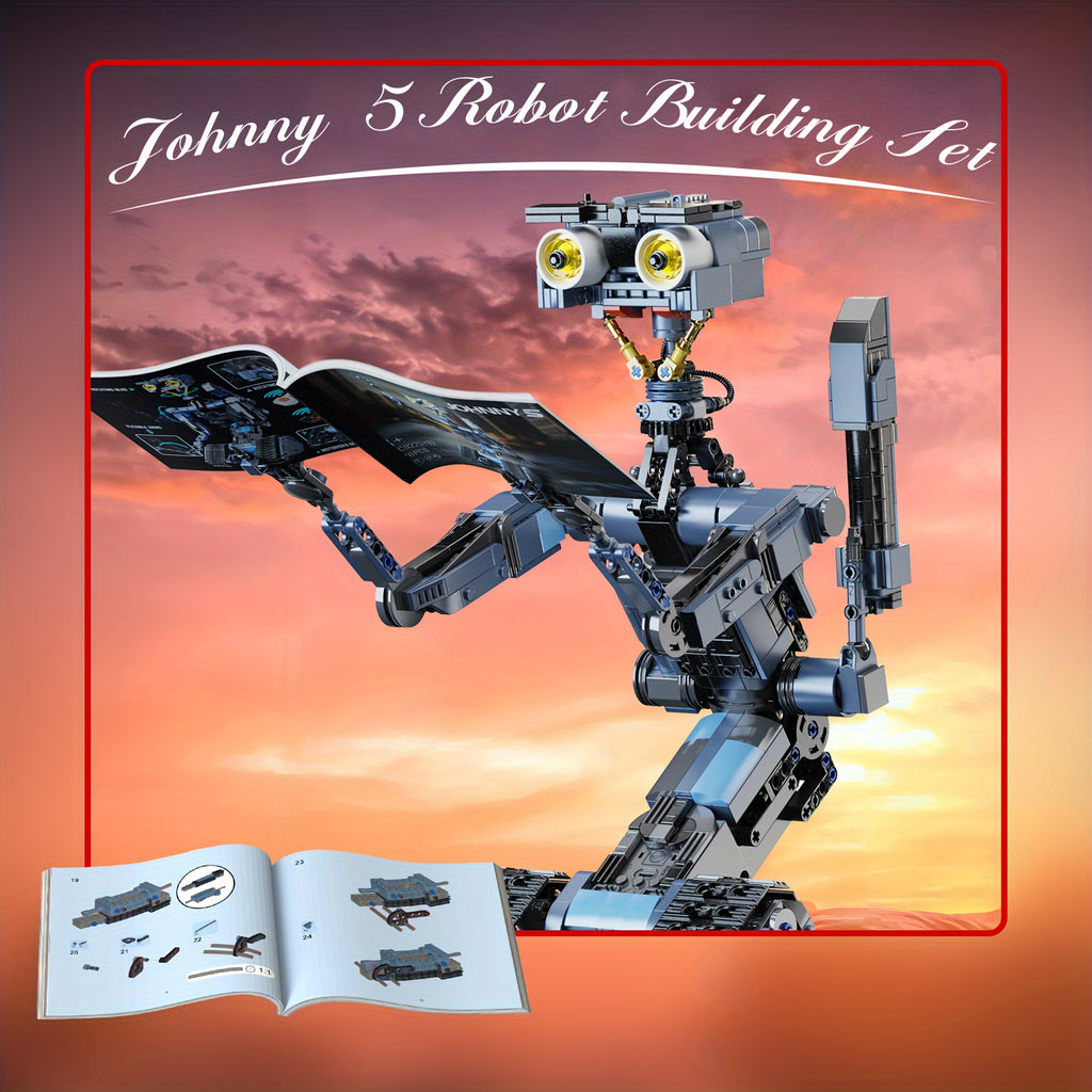 1176 Pieces Popular Robot Character Johnny Five Building Block Playset Fan Must Buy Building Block Toys Remote Controlled Motor Version Fun Room Decorations, For Friends Christmas Halloween Gifts