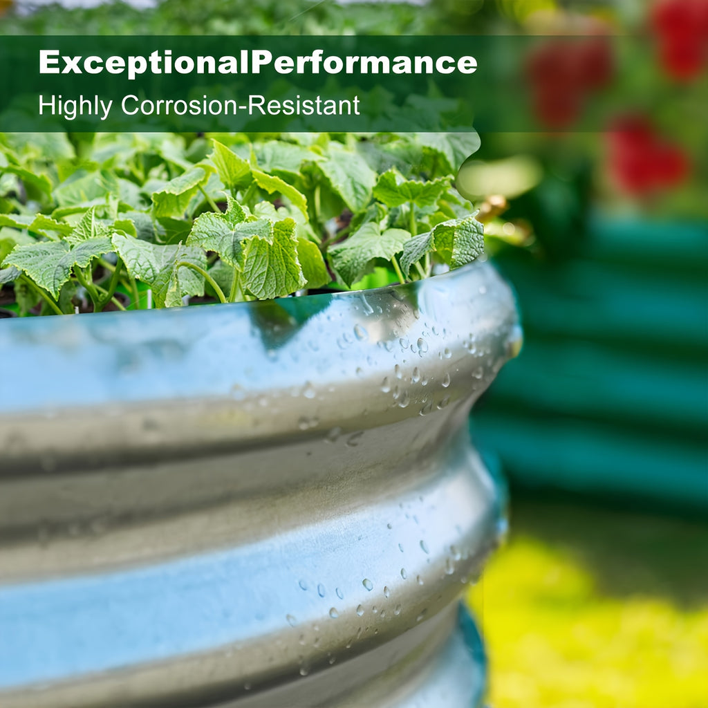 2pack Galvanized Raised Garden Bed Kit, Galvanized Planter Garden Boxes Outdoor, Oval Large Metal For Vegetables