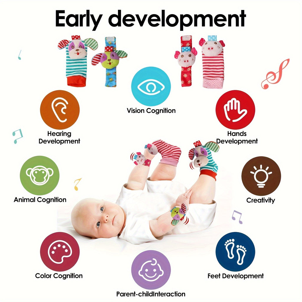 Play Game Mat, Funny Play Piano Tummy Time Activity Mat With 5 Toys & 4 Wrist Baby Rattle Socks, Boy & Girl Gifts