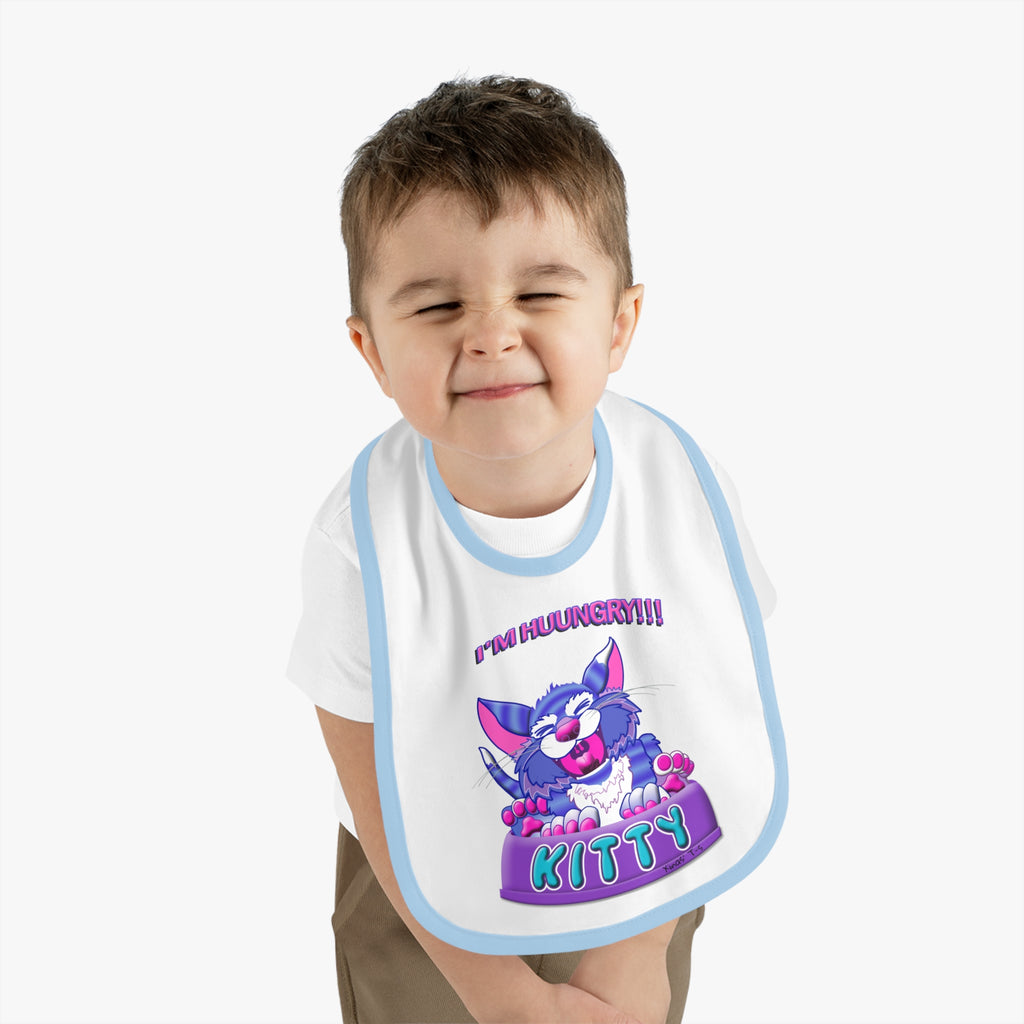 Baby Bib - "I'm Huuungry!! Kitty" Cute Cartoon Cat Feeding Bib, Newborn to Toddler