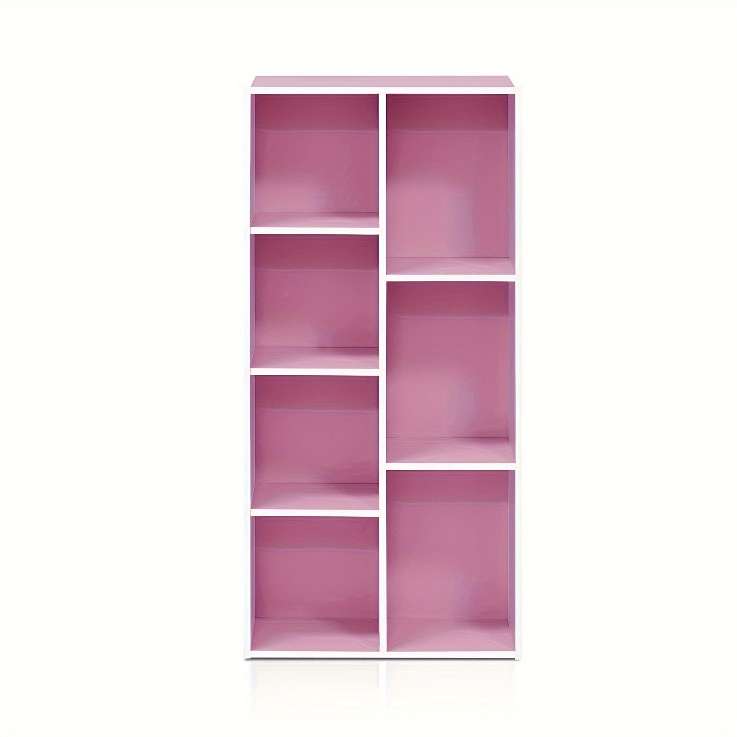 7-Cube Bookcase, Bookshelf, Storage Organizer, White/ Pink, Multi-Purpose Shelving Unit for Books, Clothes, Toys, Home Office, Living Room, Bedroom, Modern Design, Easy Assembly