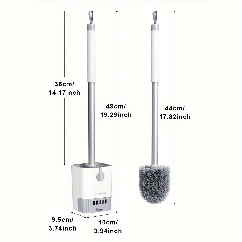 1 Set, Toilet Brush With Holder Set, Wall Mounted Long Handle Toilet Cleaning Brush With Holder, Flexible Toilet Bowl Cleaning Brush, No Dead Corner, Bathroom Cleaning Brush, Cleaning Supplies, Cleaning Tool, Back To School S