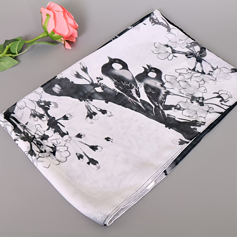 Elegant Thin Chiffon Scarf |, Animal Print, Breathable, Windproof, Decorative, Suitable for Weekend Casual, Machine Washable