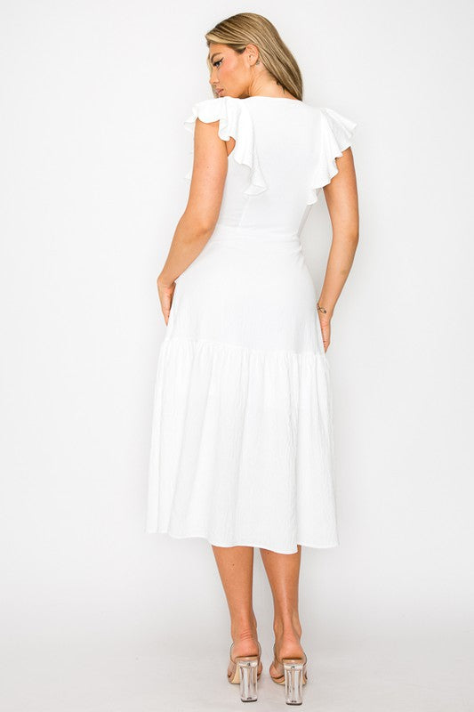 Long Dress With Short Ruffle Sleeves