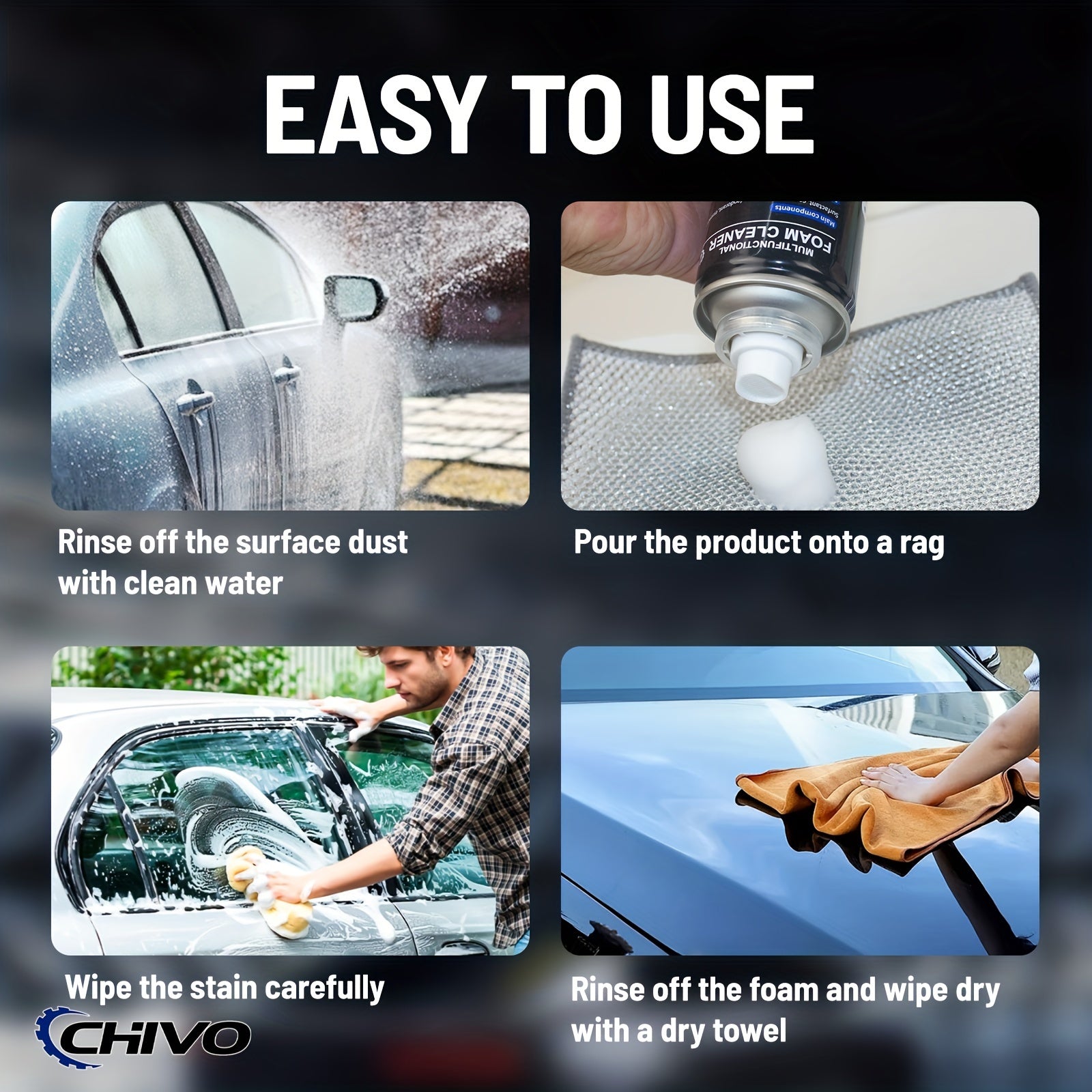Chivo Multi-Functional Foam Cleaner Automotive Oil Film Cleaner Wheel Cleaner Headlight Cleaner Automotive Interior Cleaner Range Hood Cleaner