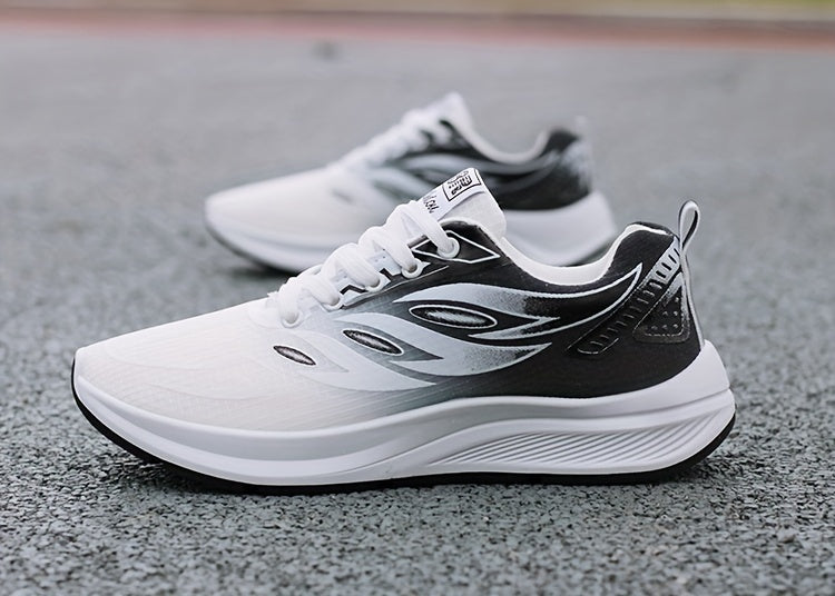 Men'S Fashion Sneakers - Breathable Mesh Upper, Non-Slip Rubber Sole, EVA Insole, Round Toe, Lace-Up Closure, Striped Pattern, Casual Sports Shoes for Spring, Summer, Fall