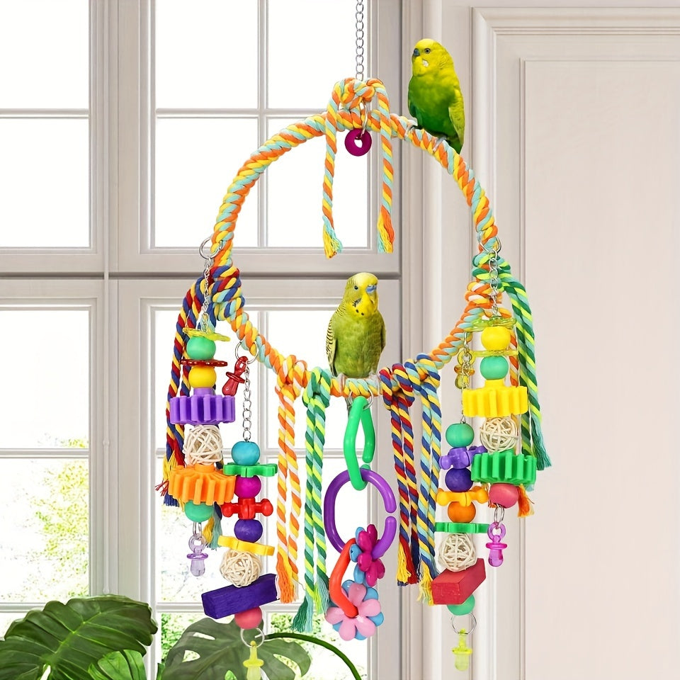 Bird Toys Bird Swing Toy Bird Perches Colorful Chewing Toys for Parakeets Meyers Cockatiel Conure Caique And Other Medium Sized Birds