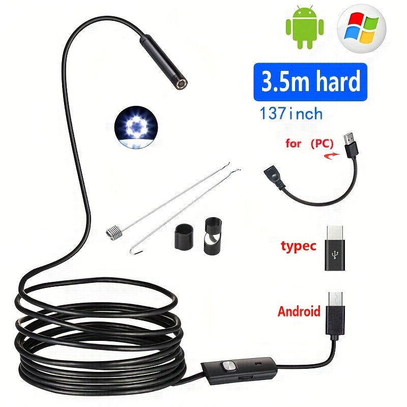 5Mm/0.196In Mini Camera Industrial Cameras Endoscope, Android Mobile Phone Camera, Pipeline Detection, Industrial, Automotive Repair, Carbon Deposition, Visual Repair, Air Conditioning 1-10M Probe