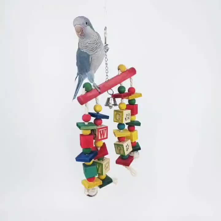 Parrot Toy Chew Grinding Teeth Colorful Wooden Blocks Letter Blocks Small and Medium Parrot Love Bird Toys