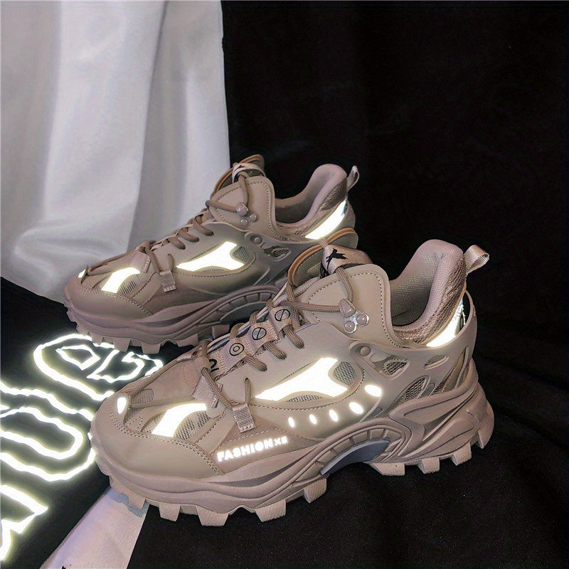 [1 Pair Men'S Cloud Pattern Sneakers] Round Toe Lace-Up  Athletic Sneakers, Sports , Breathable Fabric