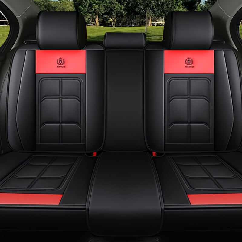 Universal PU Leather Car Seat Set, 5 Seat Full Set Car Seat Cover,