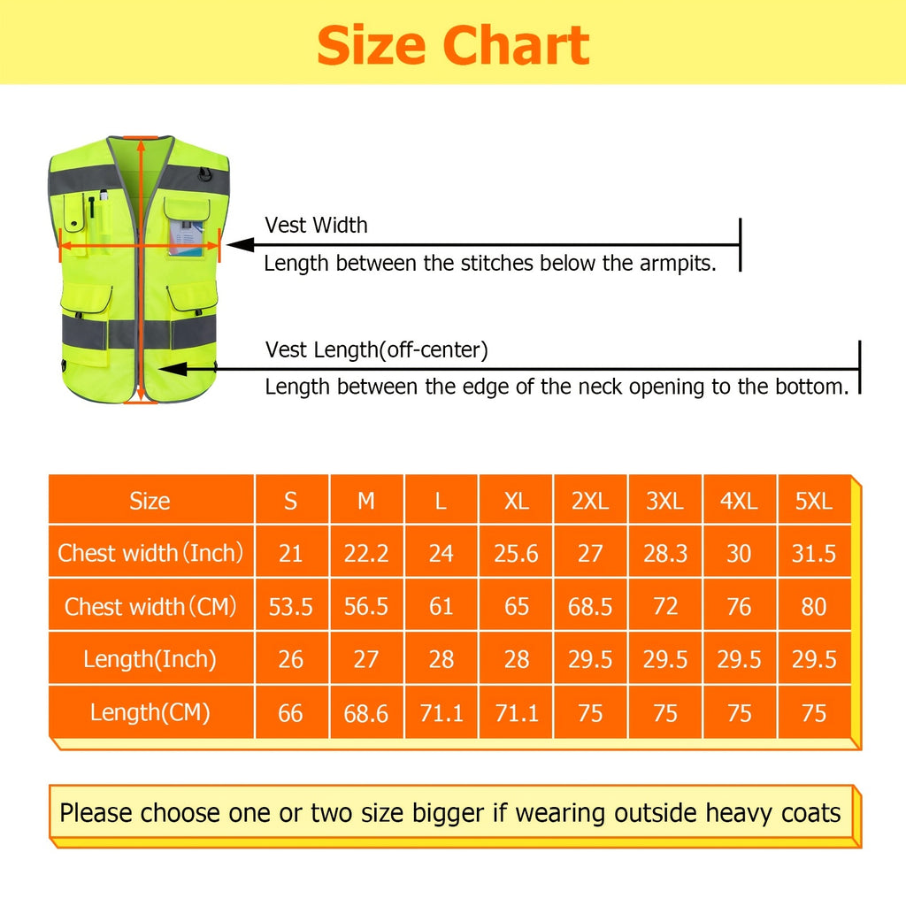 TCCFCCT Bison Series ANSI/ISEA 107-2020 Compliant Safety Vest for Men & Women - Reflective Vest