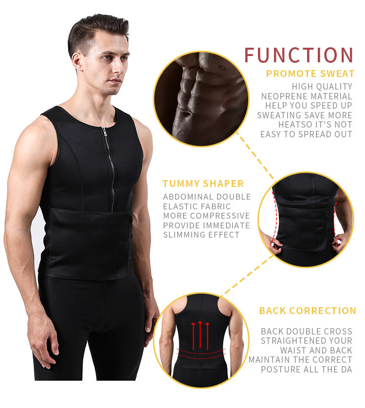 TKPARK Men's Adjustable Compression Tank Top & Waist Trainer - High-Elasticity Workout Shirt