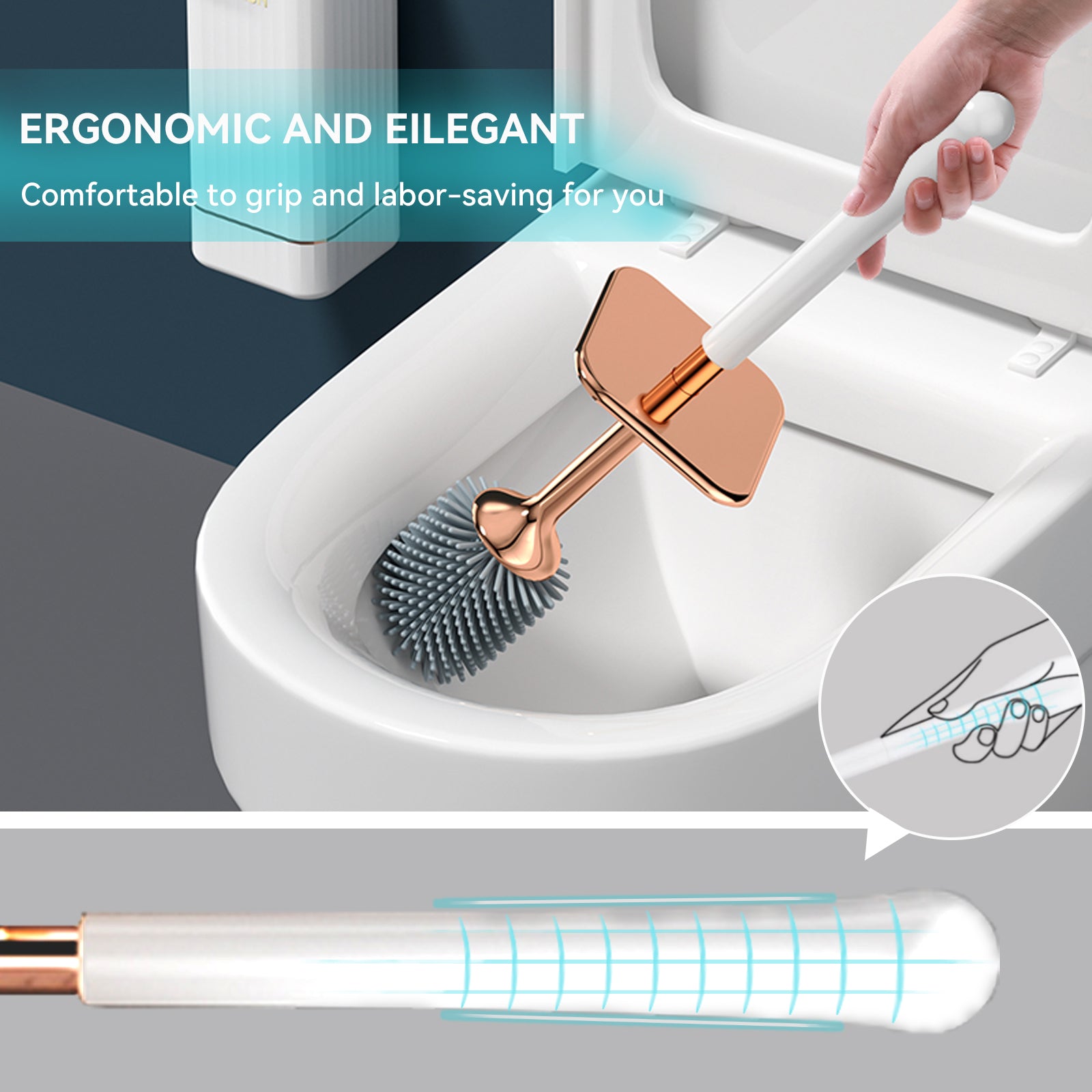 Aokala Toilet Brush And Holder, Elegant Toilet Bowl Brush Set
