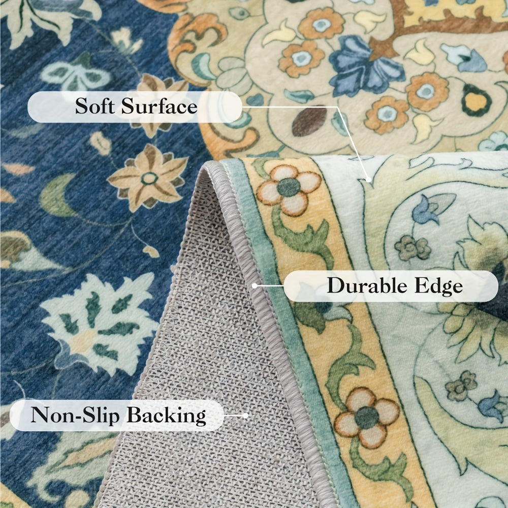 Luxurious Washable Area Mat- Large Size, Non-slip Backing, Faux Imitation Cashmere Rugs for Living Room, Lounge Area, Garden, Home Office-Fine Decorative Rugs for Casual And Outdoor Living Use