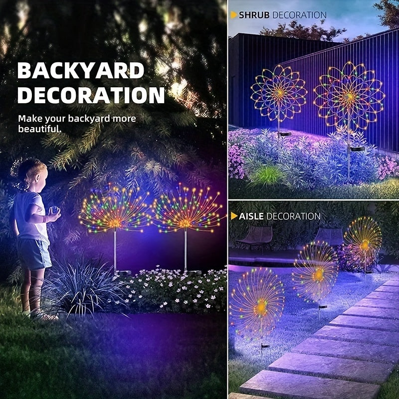 American Independence Day Celebration, Solar LED Fireworks Fairy Lights With 8 Working Modes, For Outdoor Garden Decoration, Yard Parties, Christmas, Weddings, Lawn Pathways