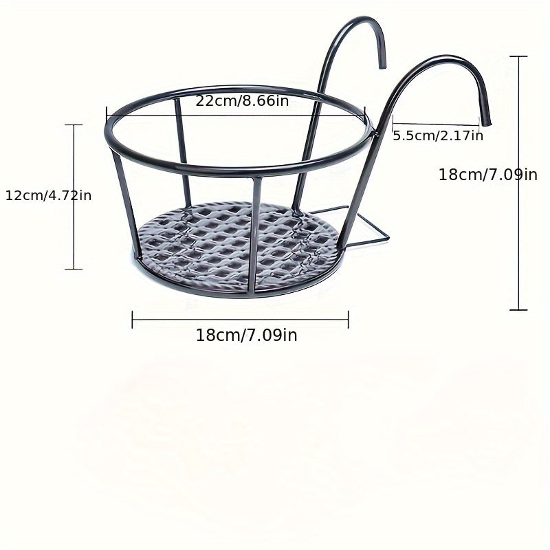 2pcs, Contemporary Metal Balcony Flower Rack, 8.66" Hanging Outdoor Railing Flower Pot Holder, Indoor Iron Guardrail Bonsai Stand For Home Garden Decor