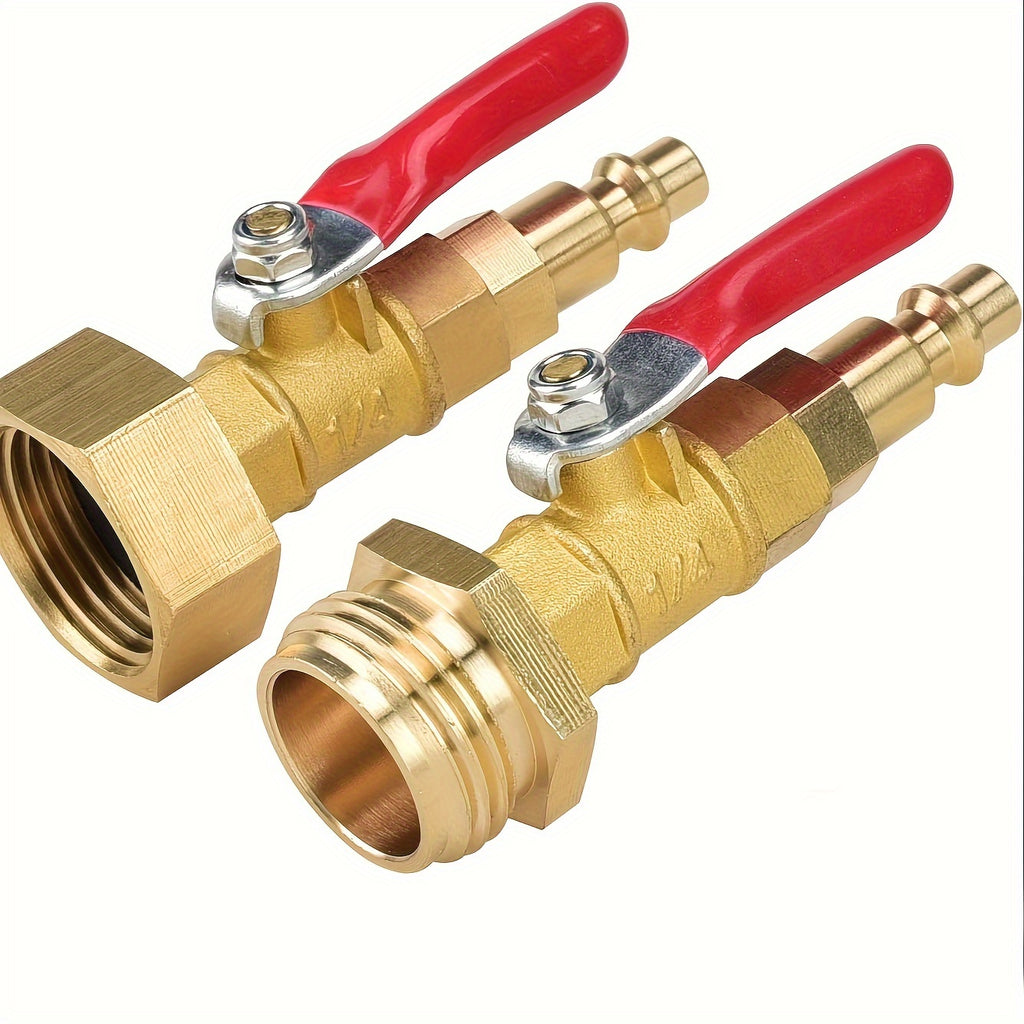 RV Winterize Blowout Adapter With 1/4" Quick Connect Plug And 3/4" Garden Water Hose Threading, Winterize Quick Adapter With Ball Valve