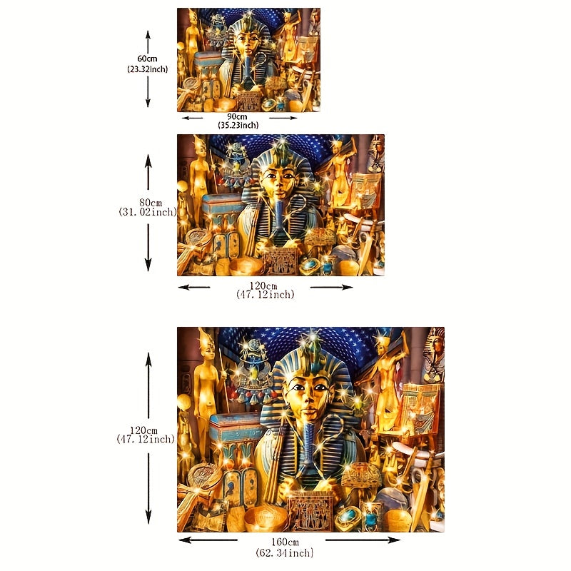 Egyptian Pharaoh Treasure Mat - Soft, Durable, Non-Slip, Machine Washable Polyester Blend Mat with Vibrant Hieroglyphic Design, Perfect for Living Room or Office Decor, Lightweight & Stylish Indoor Space Mat, Rugs for Living