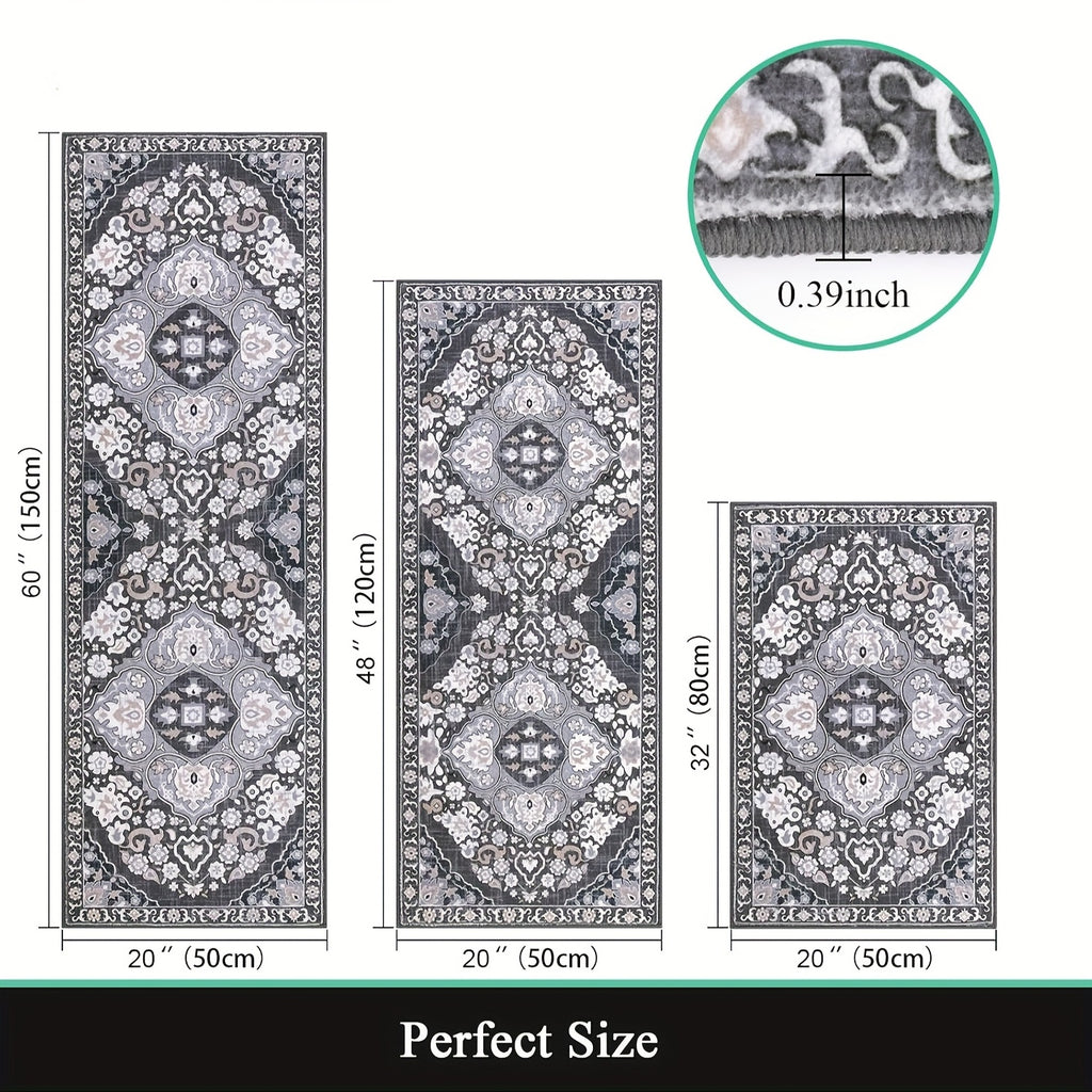 Farmhouse Kitchen Rugs Sets Of 3 Non Slip Washable Boho Kitchen Rugs And Mats for Floor Kitchen Runner Mat Floor Mat for Kitchen, Laundry, Hallways