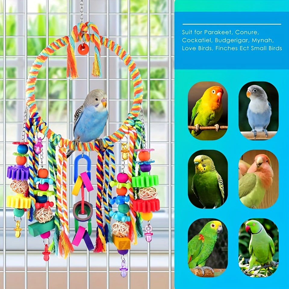 Bird Toys Bird Swing Toy Bird Perches Colorful Chewing Toys for Parakeets Meyers Cockatiel Conure Caique And Other Medium Sized Birds