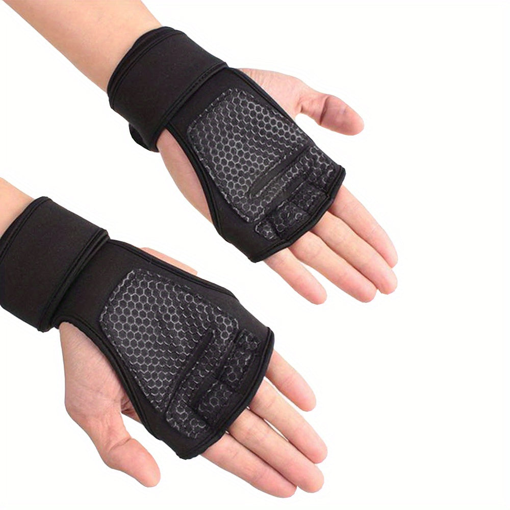 Half Finger Grip Gloves - Enhanced Wrist Support, Palm Protection, and Grip Enhancement for Weightlifting, Fitness, and Sports - Unisex, Breathable, and Comfortable