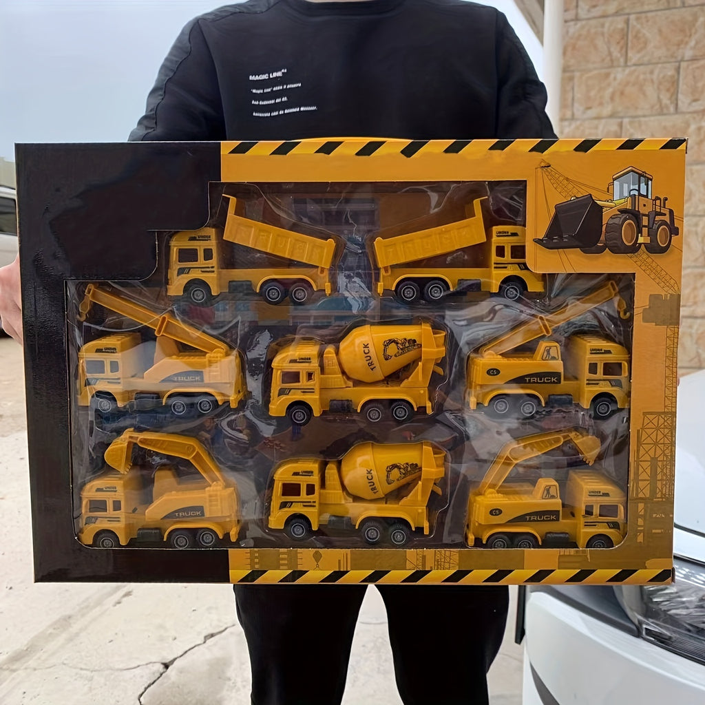 8pcs Inertia Pull-back Excavator Combination - Perfect Christmas & Holiday Gifts for Kids -  Construction Vehicles Toys -  Suitable for Ages 3+ - Ideal Gift for Boys & Girls