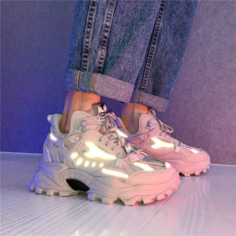 [1 Pair Men'S Cloud Pattern Sneakers] Round Toe Lace-Up  Athletic Sneakers, Sports , Breathable Fabric