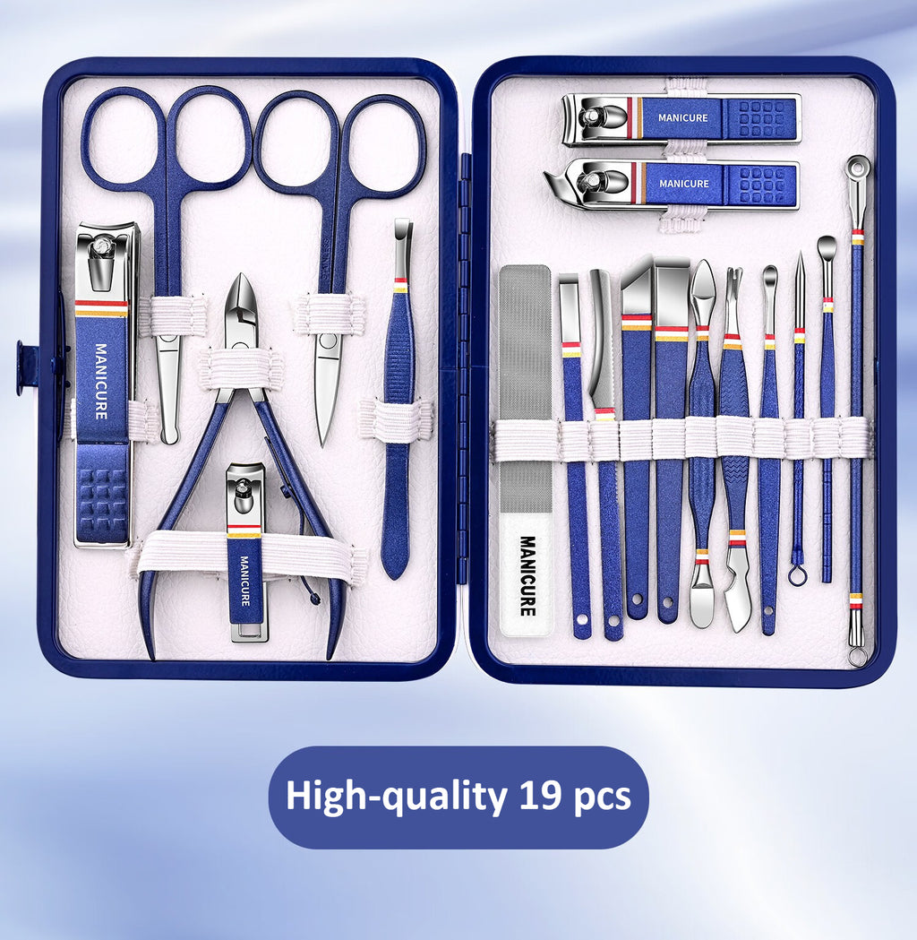 9/11/13/15/19pcs Fashion Nail Clipper Set Premium Manicure Tools for Men and Women, High-End Pedicure Kit