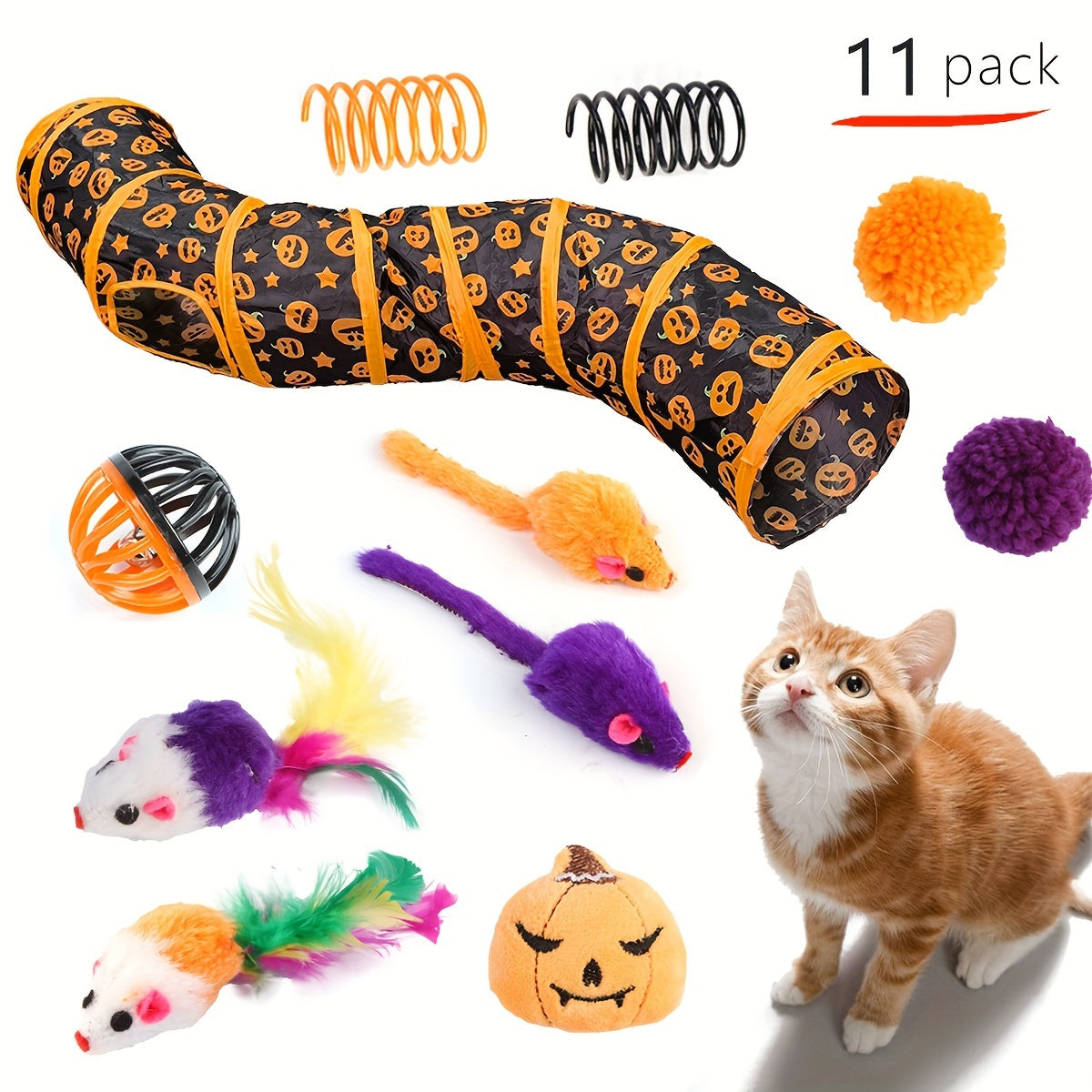 11/13/14/16/17/22Pack Cat Toy Channel Combination Set, Foldable S-Shaped Cat Tunnel