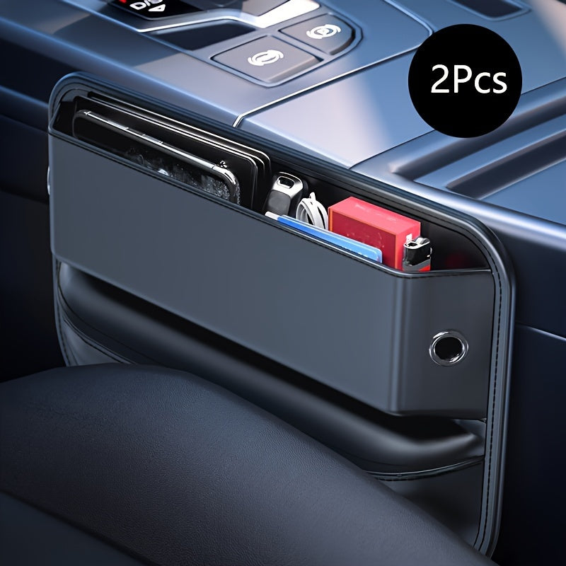 2pcs Automotive Supplies Automotive Slit Storage Box PU Leather Material Car Storage Bag General Car Seat Slot Storage Box Large Capacity
