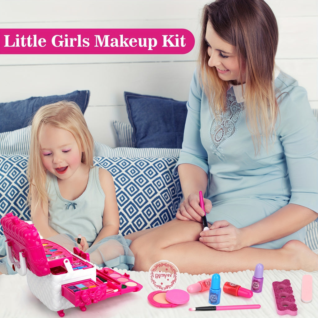 54PCS Washable Real Makeup Set for Kids, Little Girls Makeup Toys, Ideal Christmas Gifts, Toddler Toys for Halloween