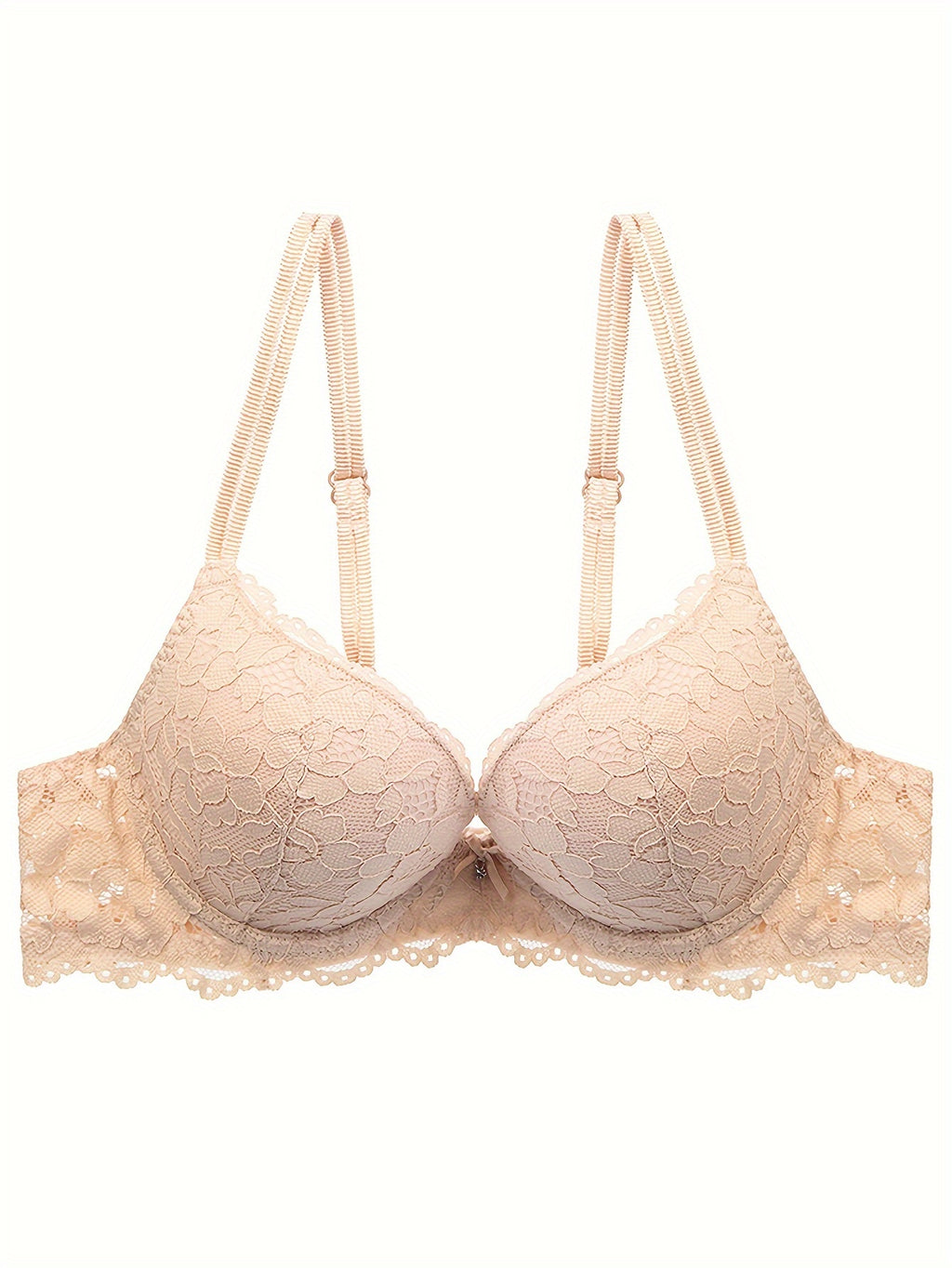 Lace Full Cup Bra | Medium Support, Underwire, Non-Removable Padding, Solid Color